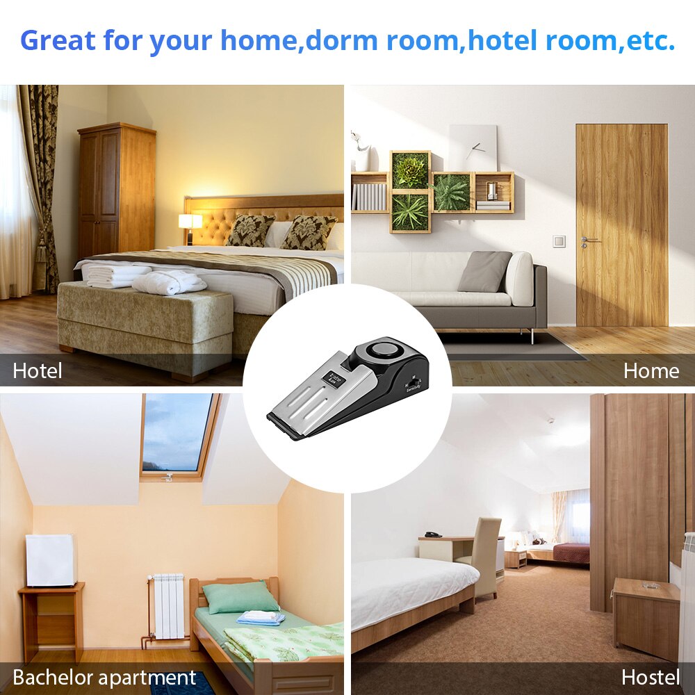 Door Wedge Alarm - 2 Pack Wireless Door Stop Alarm
