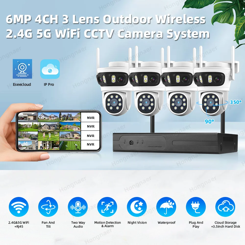 2026 Hongnaer 6MP 4CH 3 Lens 2 - Home Security With Cameras recension och pris