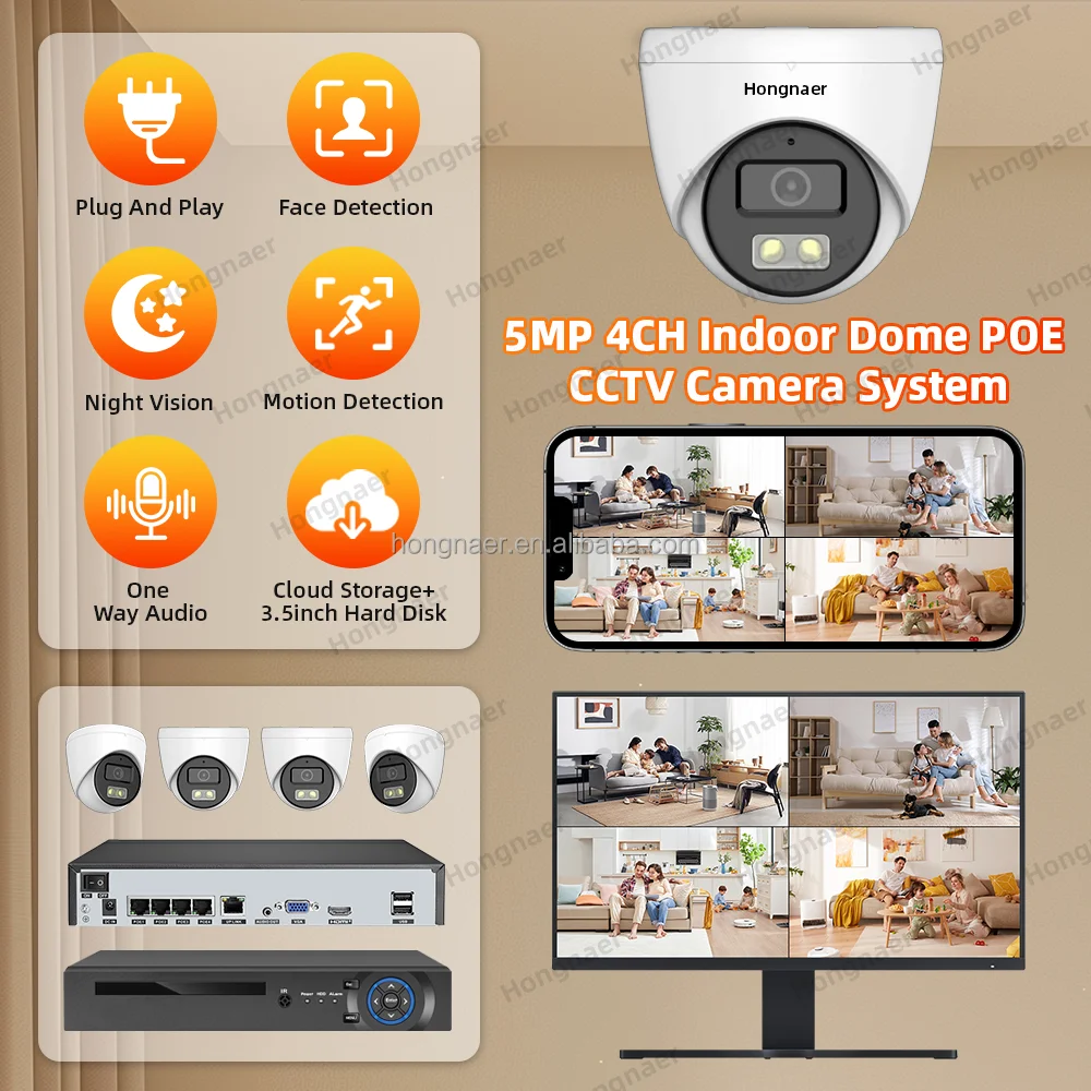 2026 Hongnaer 4MP 5MP 8MP 4CH  - Home Security Kit With Camera recension och pris
