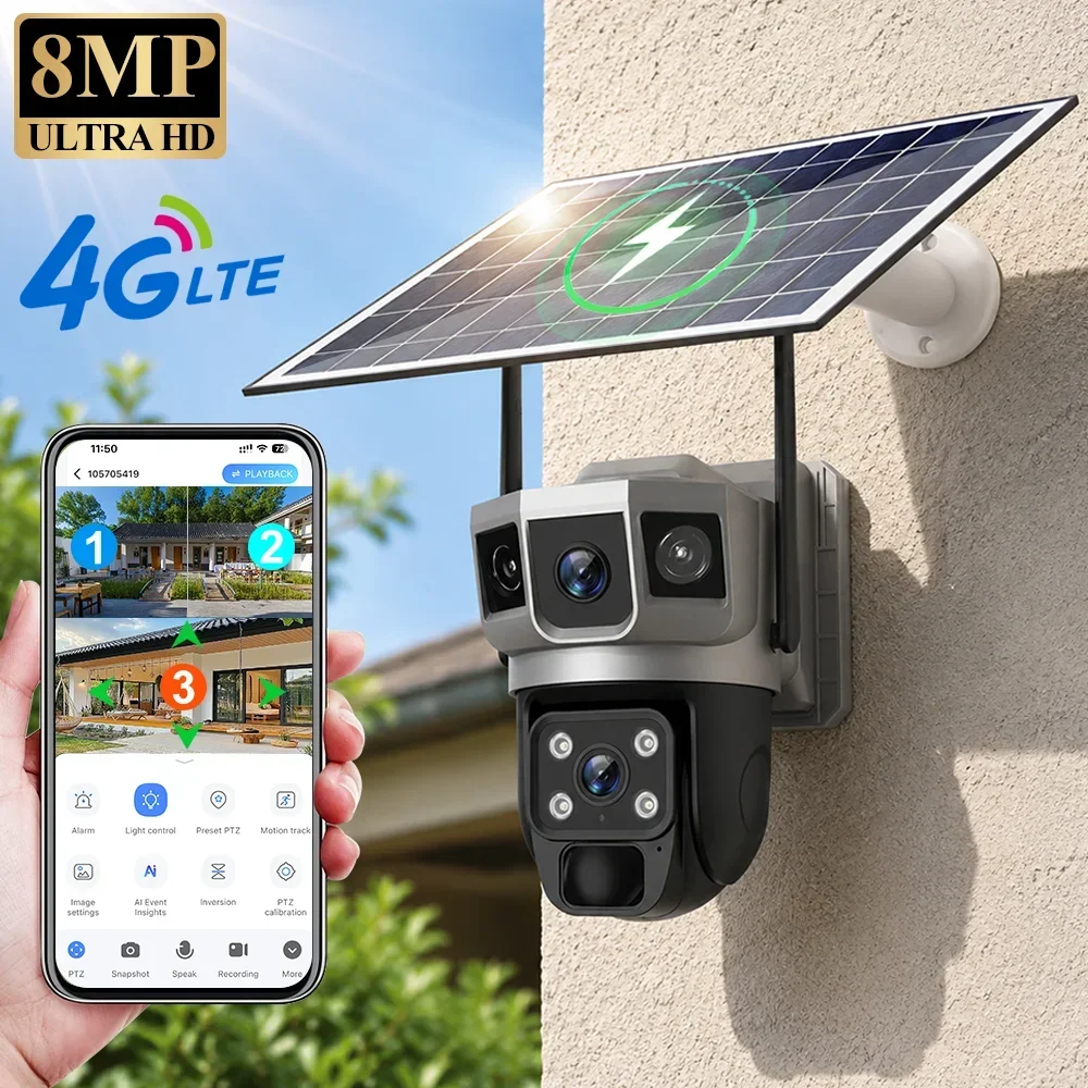 V380 4K 3 Screens 4G Camera So - Home Security Services recension och pris